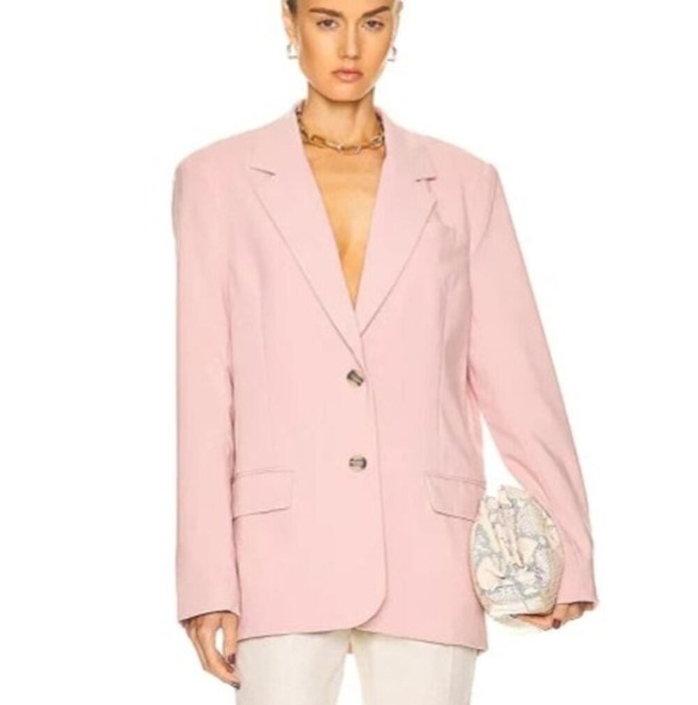 REMAIN Birger Christensen Symone Blazer 36 US 4 Pink Peach Skin Woven Career NWT